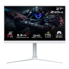شاشة ألعاب GAMEON GOA27QHD240IPS Artic Pro Series مقاس 27 بوصة بدقة QHD وتردد 240 هرتز ووقت استجابة 0.3 مللي ثانية وشاشة IPS سريعة - بيضاء