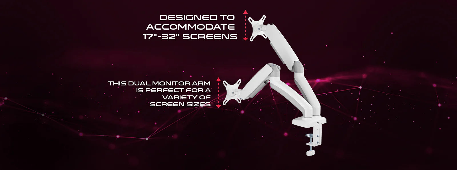 GAMEON GO-5450 Dual Monitor Arm For Gaming And Office Use - White