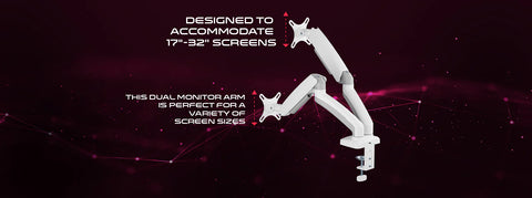 GAMEON GO-5450 Dual Monitor Arm For Gaming And Office Use - White