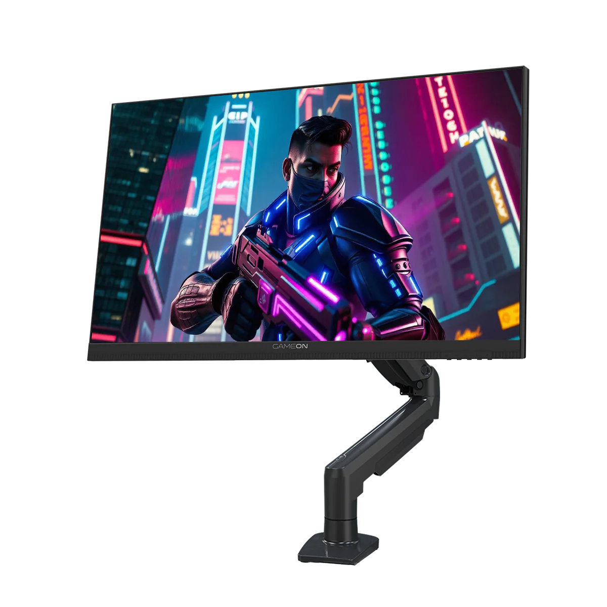 شاشة ألعاب GAMEON GOM27FHD190IPSX Midnight Pro X Series مقاس 27 بوصة FHD، 190 هرتز، MPRT 0.5 مللي ثانية، شاشة IPS سريعة مع حامل - أسود