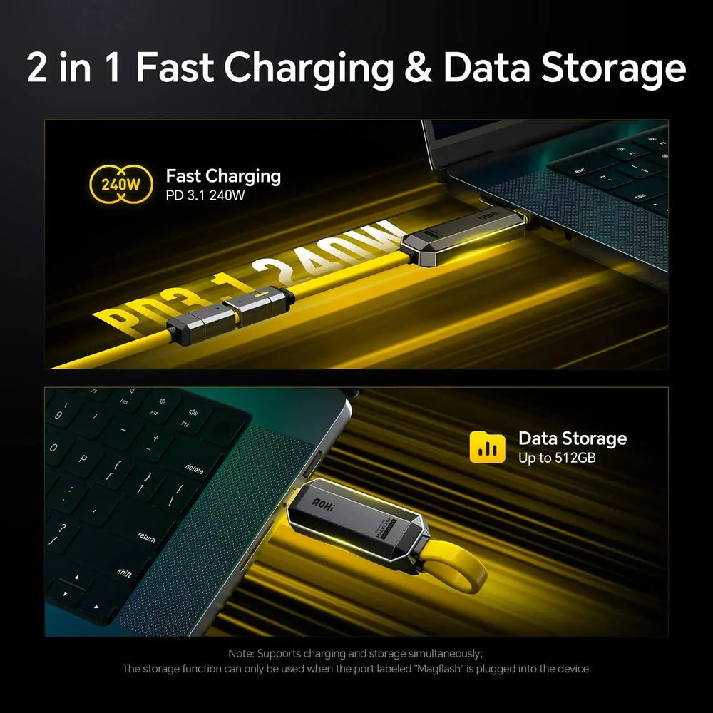 AOHI The Future Magflash 2-in-1 Charging & Data Cable Set 512GB 240W 1000MB/s