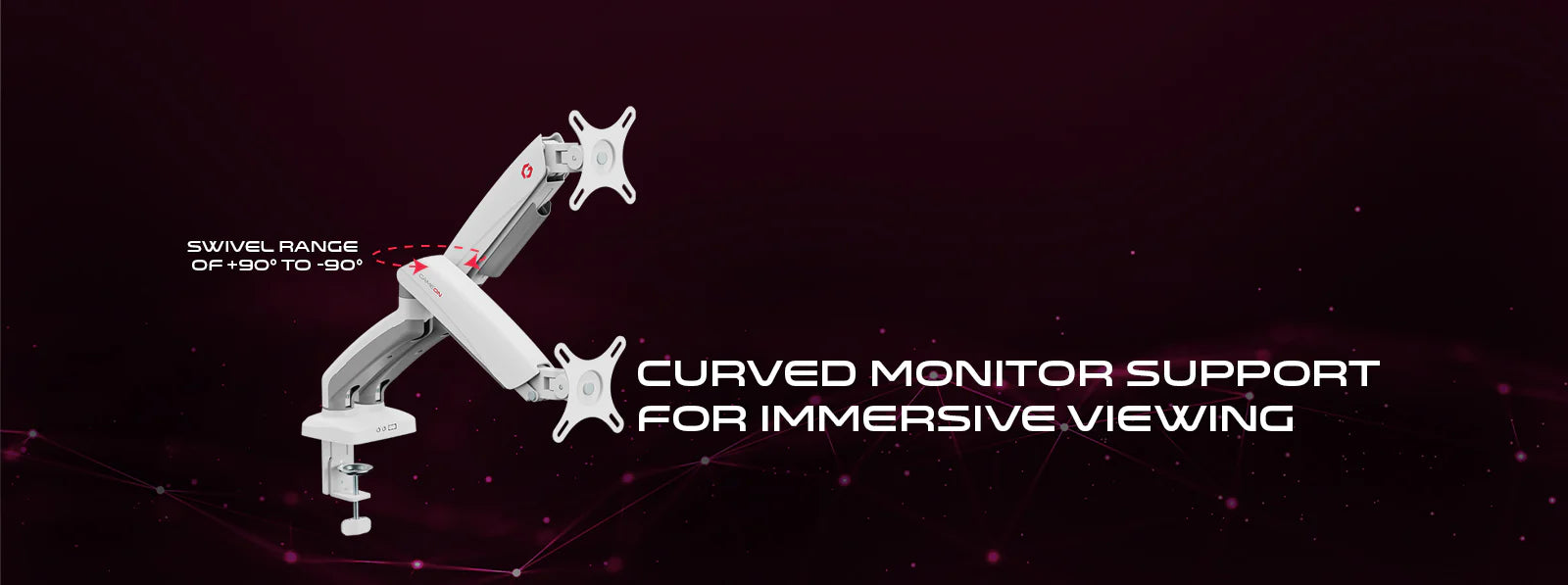 GAMEON GO-5450 Dual Monitor Arm For Gaming And Office Use - White