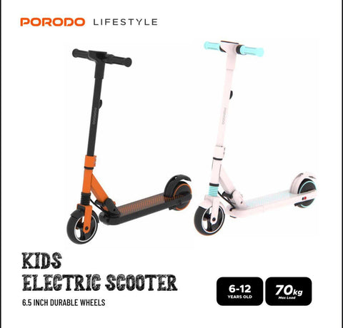 Porodo Lifestyle Kids Electric Scooter (130W, 14km/h, 8km Range, Ages 6–12)