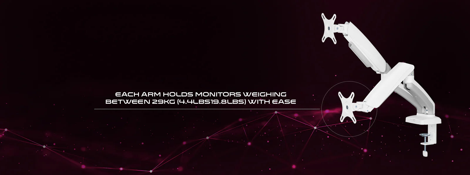 GAMEON GO-5450 Dual Monitor Arm For Gaming And Office Use - White