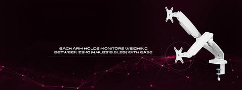 GAMEON GO-5450 Dual Monitor Arm For Gaming And Office Use - White