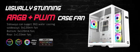 GAMEON INFINITY Series ARGB ATX Mid Tower Gaming PC Case - (7 ARGB Fans Included)