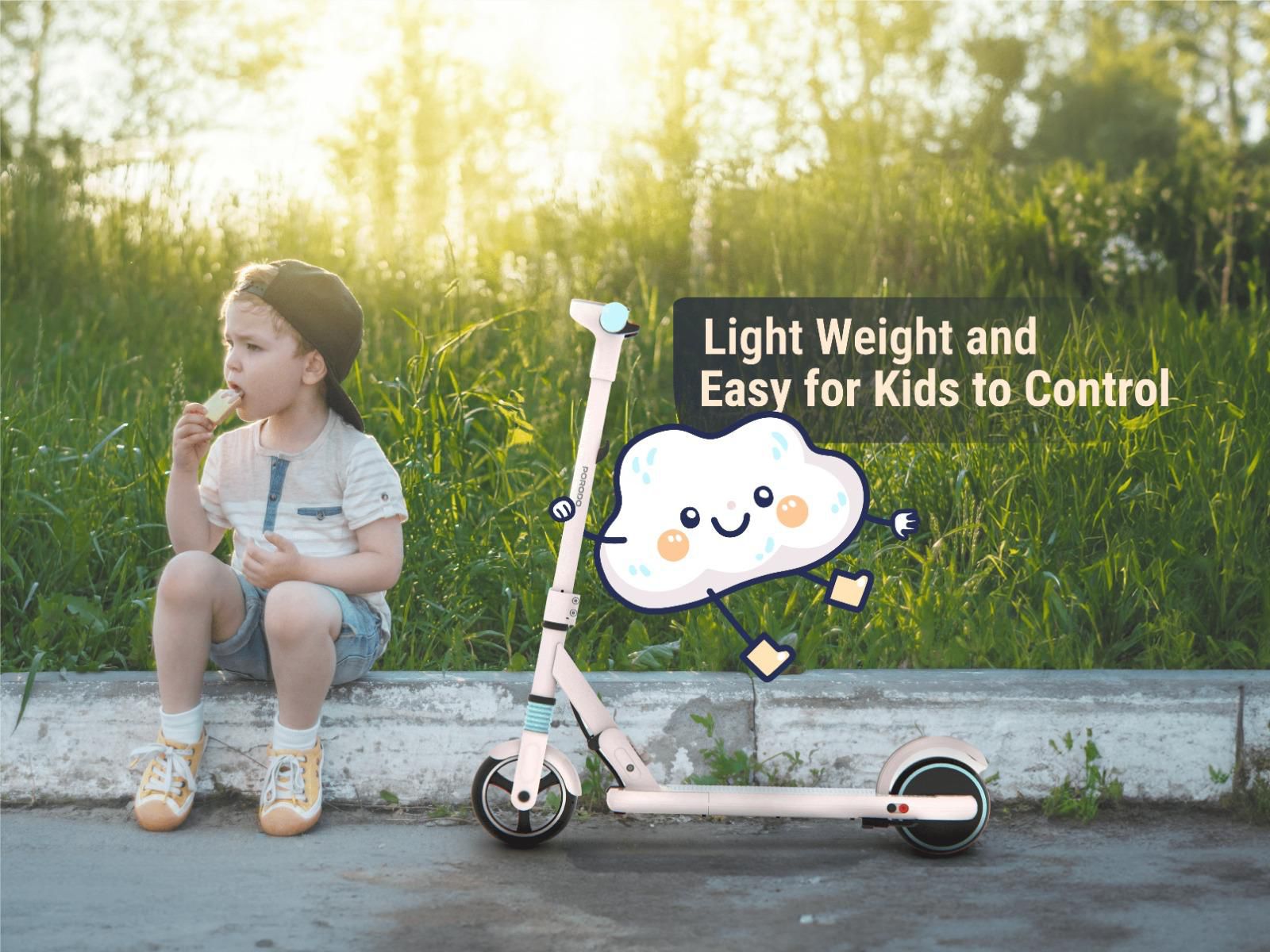 Porodo Lifestyle Kids Electric Scooter (130W, 14km/h, 8km Range, Ages 6–12)