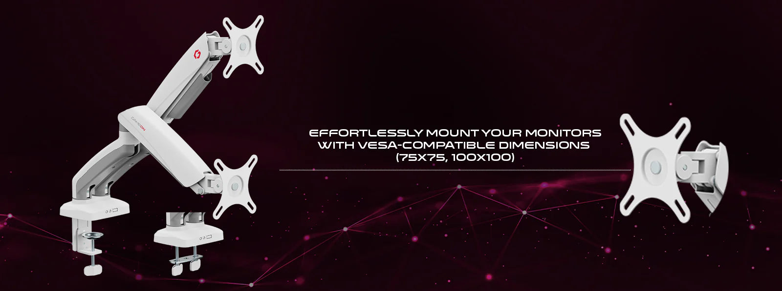 GAMEON GO-5450 Dual Monitor Arm For Gaming And Office Use - White