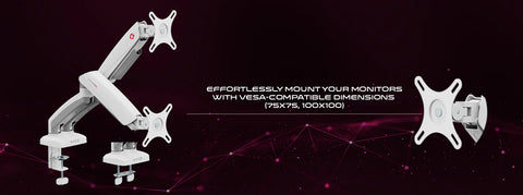 GAMEON GO-5450 Dual Monitor Arm For Gaming And Office Use - White