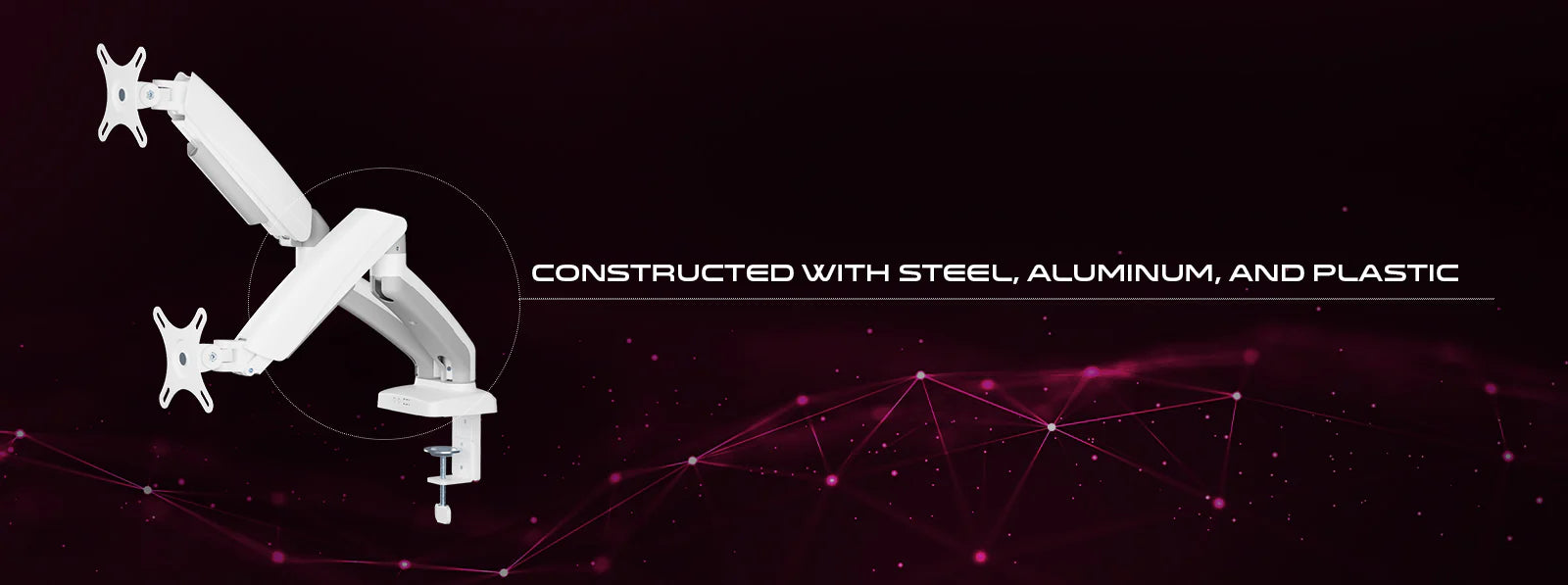 GAMEON GO-5450 Dual Monitor Arm For Gaming And Office Use - White