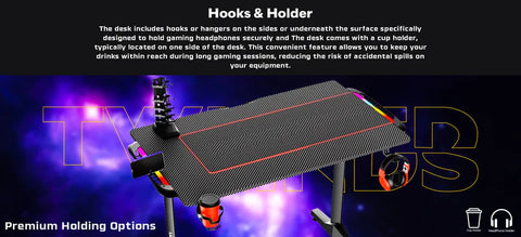 Twisted Minds TM-T-1060-RGB, T Shaped Gaming Desk Carbon Fiber Texture