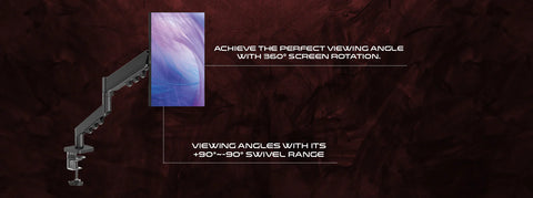 GAMEON GO-5500 Gas Mechanical Spring Single Monitor Arm For Gaming And Office Use, 17" - 32", Flat Monitor Up to 9 kg & Curve Monitor Up to 9 kg - Black