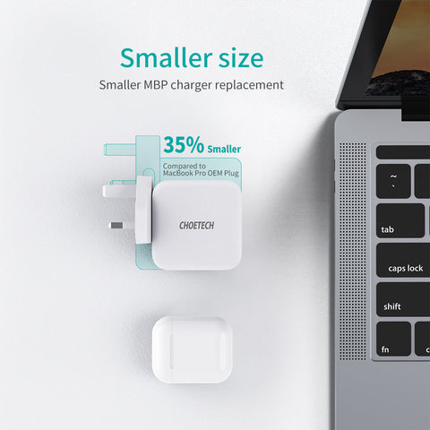 Choetech 65W Dual USB C Port GaN Charger - White