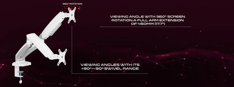 GAMEON GO-5450 Dual Monitor Arm For Gaming And Office Use - White