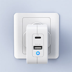 شاحن Choetech 65W ثنائي المنفذ USB C GaN - أبيض