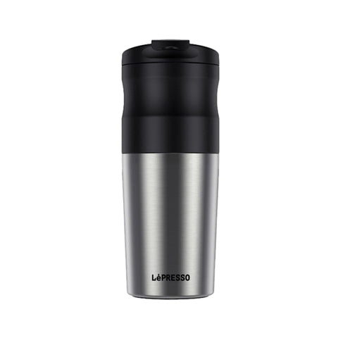 LePresso Portable Mug Burr Grinder Coffee Maker - Silver