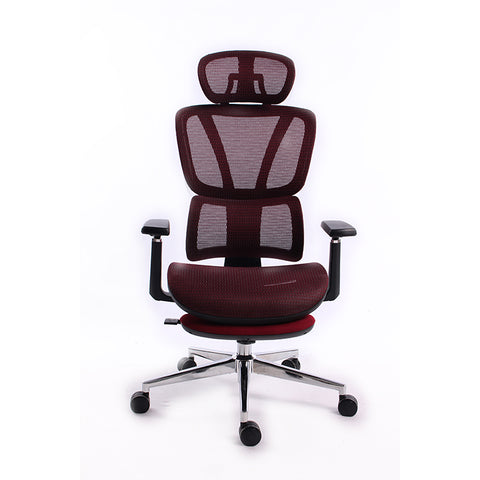 Black Bull Ergonomic Mesh Gaming & Office Chair with Footrest - Black & Red