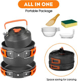 3-Piece Aluminium Camping Cookware Set with Pot, Pan, Teapot & Storage Bag