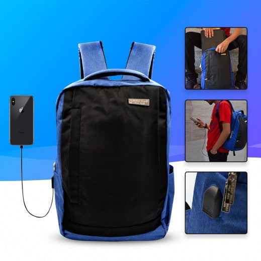 Polo Backpack Club Prosperous Soft  Waterproof - 19 Inch - Black - Blue