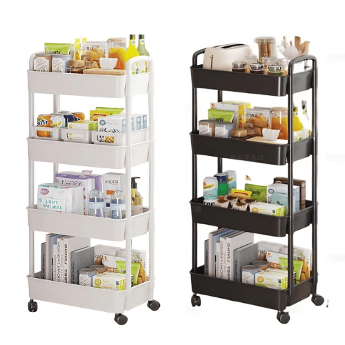 Khamsan K1395 4-Tier Utility Cart With Handle, Multi-Functional Storage Trolley