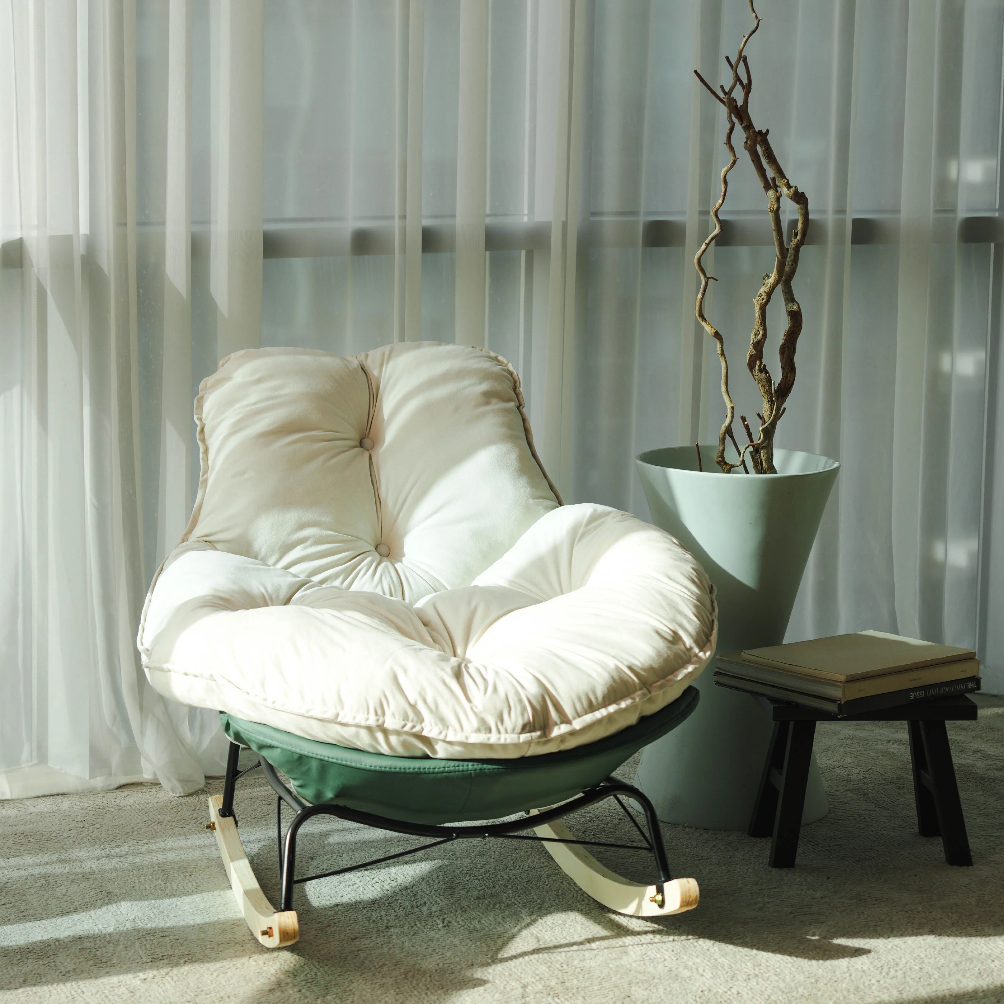 SOMA Nest Rocker Chair – Beige/Green