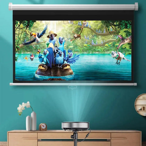 100-Inch Motorized Projector Screen Retractable Foldable Display with Remote Control, Matte White HD Viewing Screen