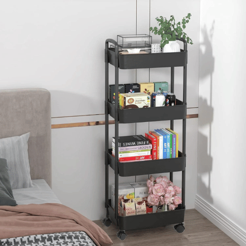 Khamsan K1395 4-Tier Utility Cart With Handle, Multi-Functional Storage Trolley