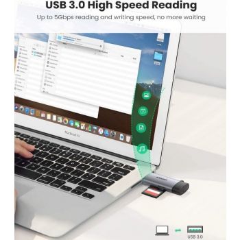 UGREEN CM185, USB-C/USB-A Card Reader - Gray