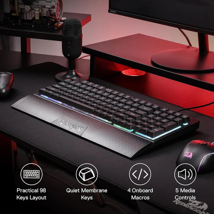 ريدراجون K515، شيفا لوحة مفاتيح ألعاب غشائية RGB سلكية - أسود
