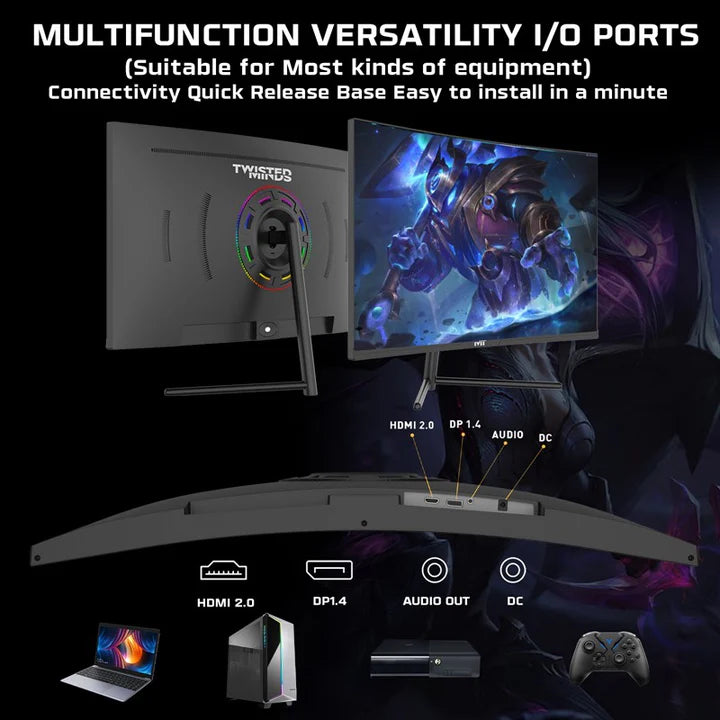 توستد مايندز، 27" منحنية، FHD ‏180 هرتز، VA، ‏0.5 مللي ثانية، HDMI 2.0، HDR شاشة ألعاب
