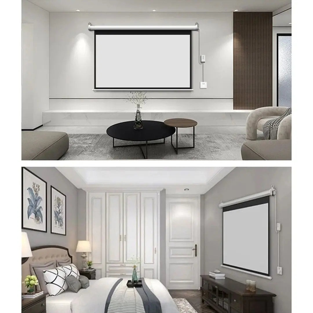 100-Inch Motorized Projector Screen Retractable Foldable Display with Remote Control, Matte White HD Viewing Screen