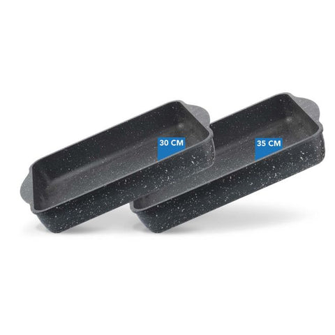 Thermo AD - Granite Rectangular Tray Set - 30 x 25 / 35 x 25 cm - 2 pcs - Gray