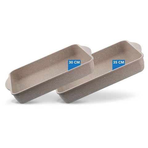 Thermo AD - Granite Rectangular Tray Set - 30 x 25 / 35 x 25 cm - 2 pcs - Brown