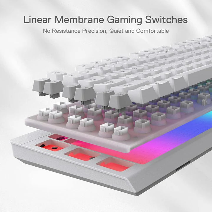 ريدراجون K512، لوحة مفاتيح ألعاب سلكية بغشاء وإضاءة خلفية RGB مع مفاتيح وسائط متعددة