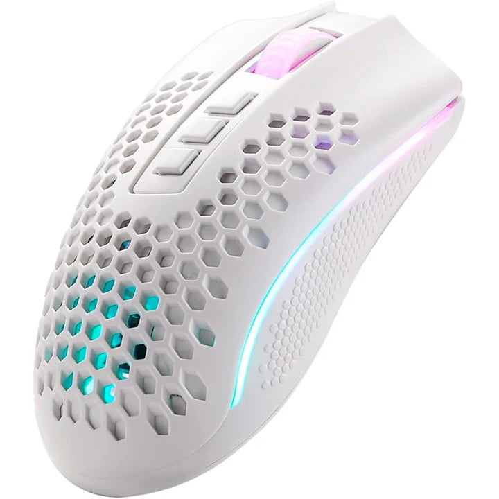 ريدراجون M808، فأرة ألعاب KS Storm Pro مزدوجة الوضع (سلكية & لاسلكية) بإضاءة RGB – أبيض
