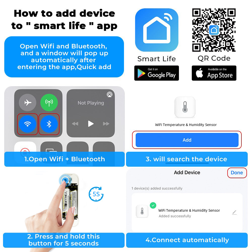 Gopeta, Tuya Smart WiFi Temperature and Humidity Sensor