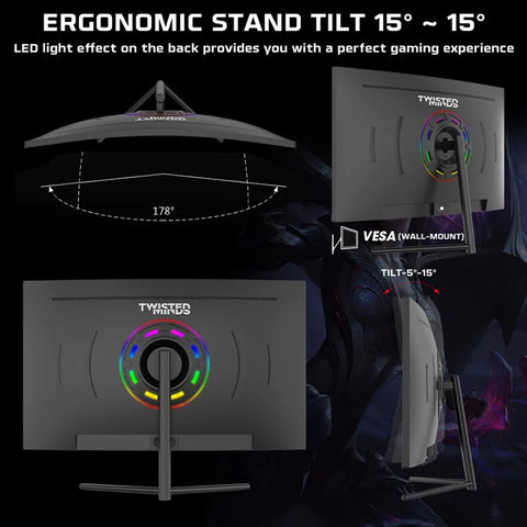 Twisted Minds, 27'‘ Curve, FHD 180Hz, VA, 0.5ms, HDMI2.0, HDR Gaming Monitor