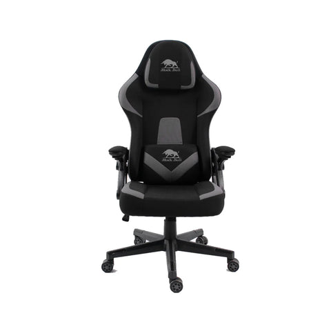 Black Bull Gaming Chair  With Headrest Up & Down Slide Adjustable and Moveable Armrest, Fabric