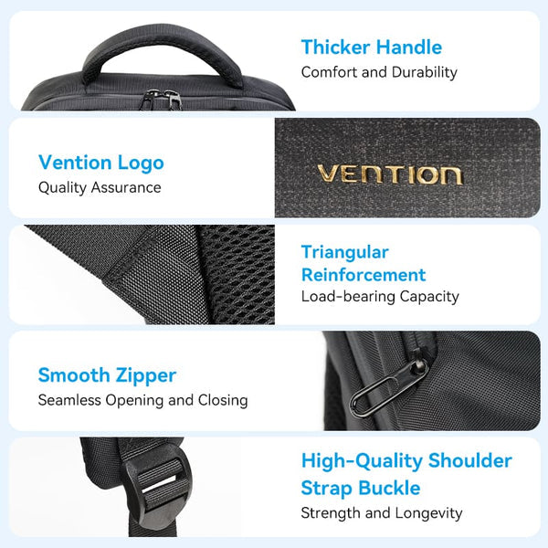 Vention Water-Repellent Laptop Backpack (43cm x 30cm x 14cm) Black