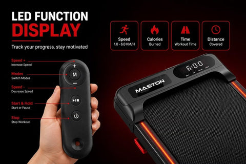 Maston Walking Pad & Running Treadmill, Incline Feature, 2.5 HP Motor, 6km/h Max Speed, 110Kg Capacity