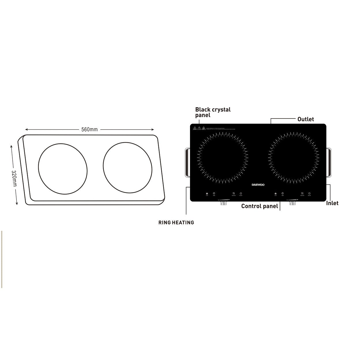 Daewoo Double Infrared Cooker 2800W - Black