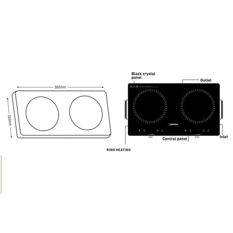 Daewoo Double Infrared Cooker 2800W - Black