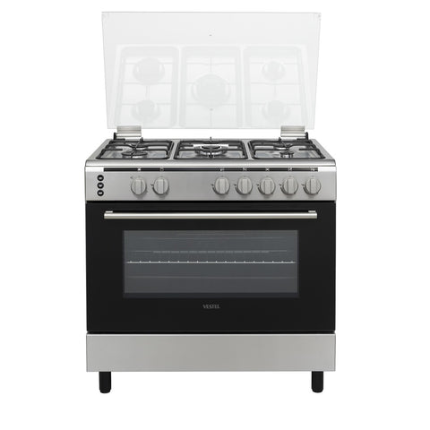 Vestel Gas Cooker 90x60, 5 Burners, Stainless Steel, Full Safety