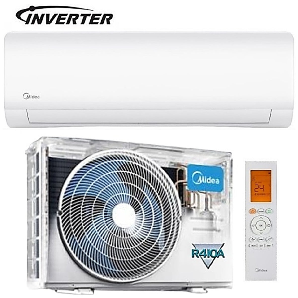 Midea, Wi-Fi Split Air Conditioner Inverter, 2.5 Ton, 28,500 BTU, Hot/Cold, R410A, Inverter Compressor