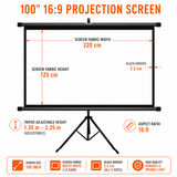 Portable Tripod Projection Screen Matte White - 100 Inch