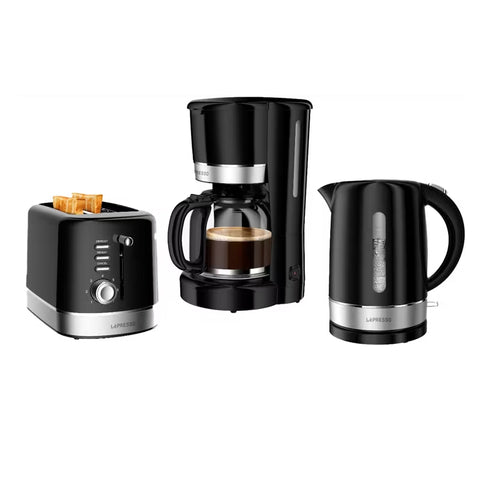 LePresso Breakfast Set Toaster, Kettle and Drip Coffee Maker - Black