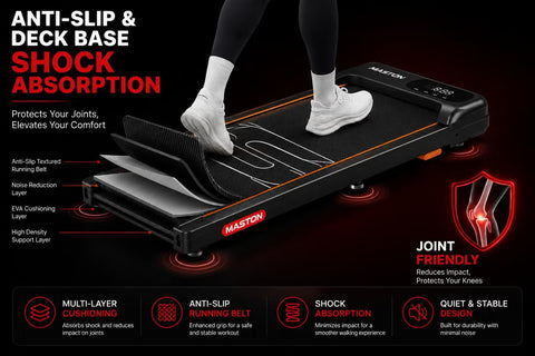 Maston Walking Pad & Running Treadmill, Incline Feature, 2.5 HP Motor, 6km/h Max Speed, 110Kg Capacity