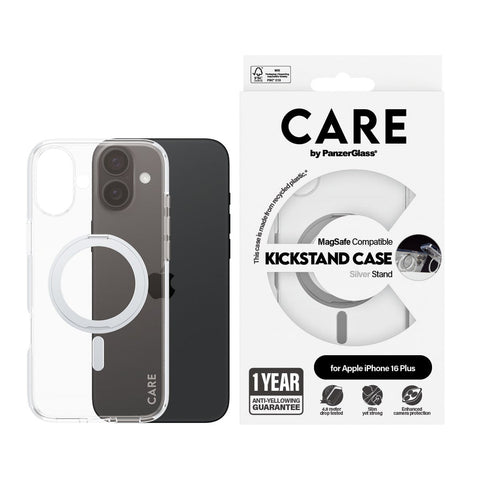 جراب CARE by PanzerGlass® مزود بحامل فضي وMagSafe لهاتف iPhone 16 Plus