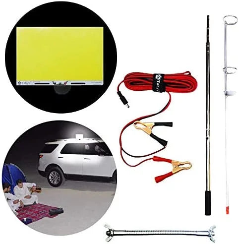 KKF 46W Telescopic LED Camping Light, 3.5m Adjustable Pole, 4500 Lumens, Remote Control & 8 Lighting Modes, 12V Car Battery Compatible for Outdoor Work, Camping & Emergency Lighting
