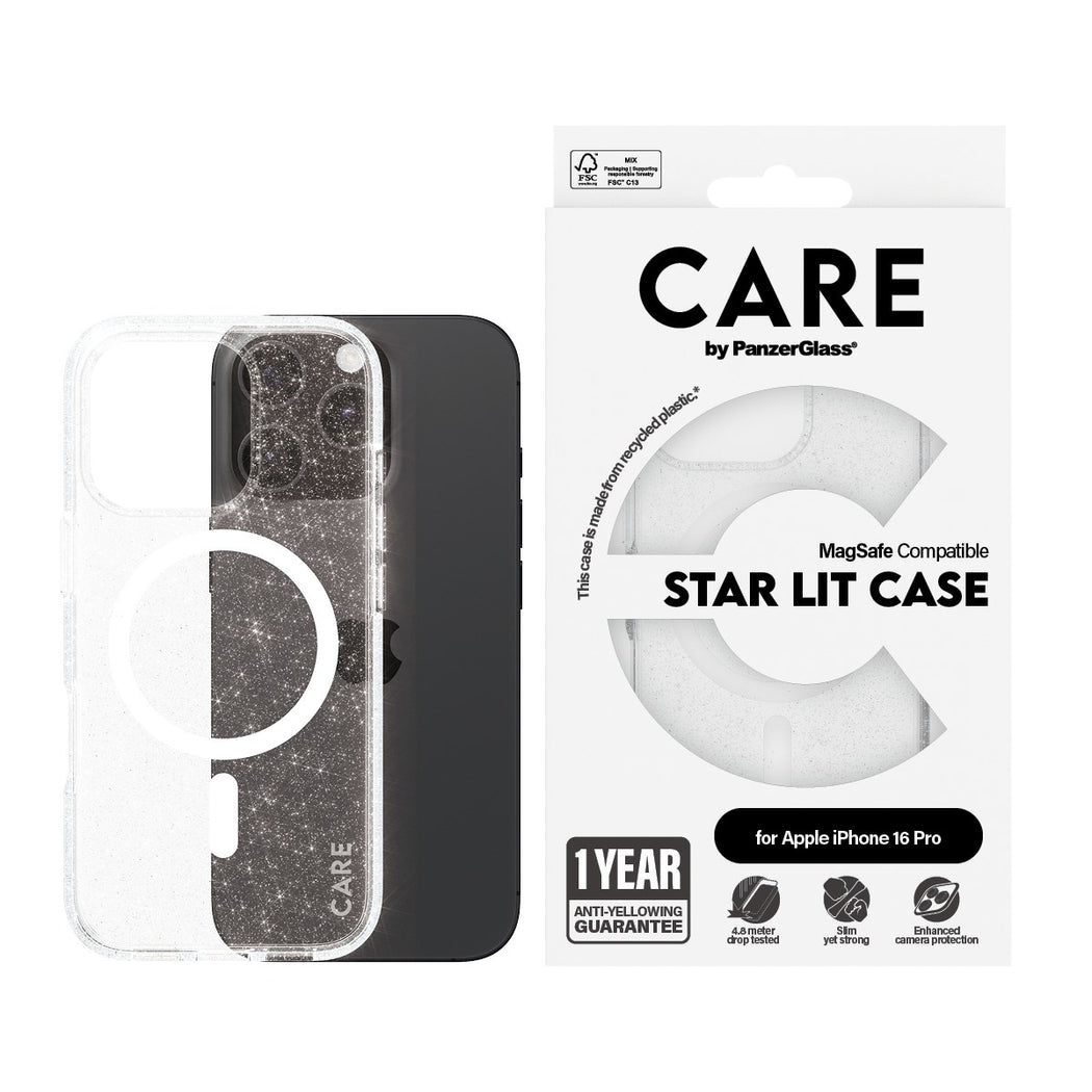 CARE by PanzerGlass® Case Flagship Star Lit w. White MagSafe iPhone 16 Pro